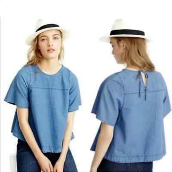 J.Crew denim swing top in Spanish indigo size XXS - Picture 2 of 11